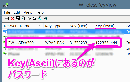 パスワードが表示された